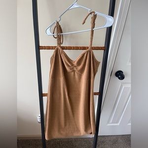 Kittenish Brown Terrycloth Mini Dress